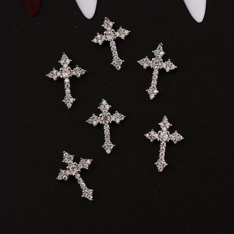 3D Cross Nail Charms Pearl Rhinestone Nail Decor