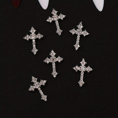 3D Cross Nail Charms Pearl Rhinestone Nail Decor