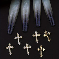 3D Cross Nail Charms Pearl Rhinestone Nail Decor
