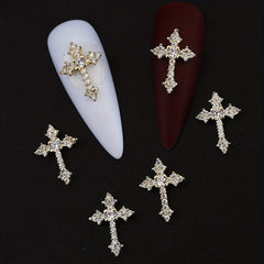 3D Cross Nail Charms Pearl Rhinestone Nail Decor