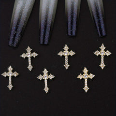 3D Cross Nail Charms Pearl Rhinestone Nail Decor