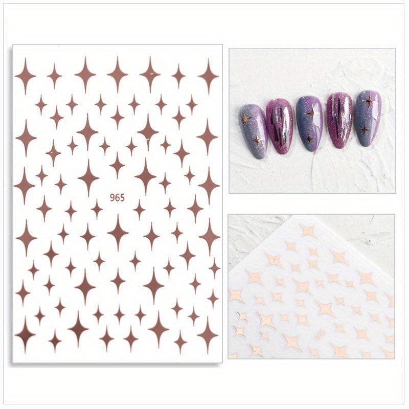 3D Laser Star Nail Art Stickers Self Adhesive Holographic Decals