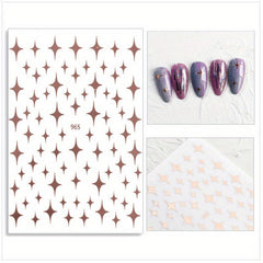3D Laser Star Nail Art Stickers Self Adhesive Holographic Decals