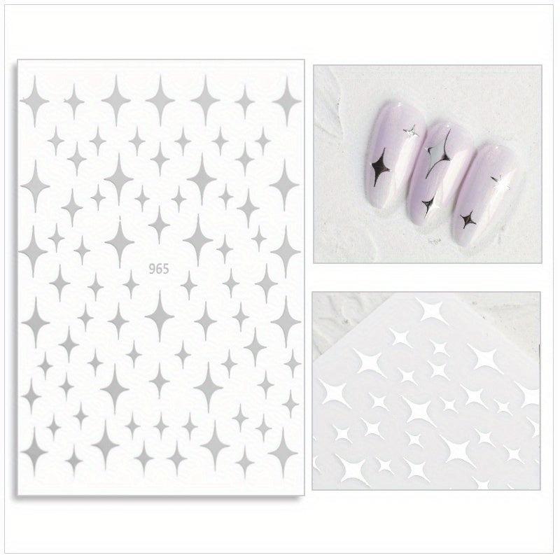 3D Laser Star Nail Art Stickers Self Adhesive Holographic Decals