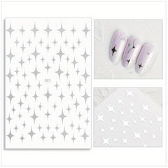 3D Laser Star Nail Art Stickers Self Adhesive Holographic Decals