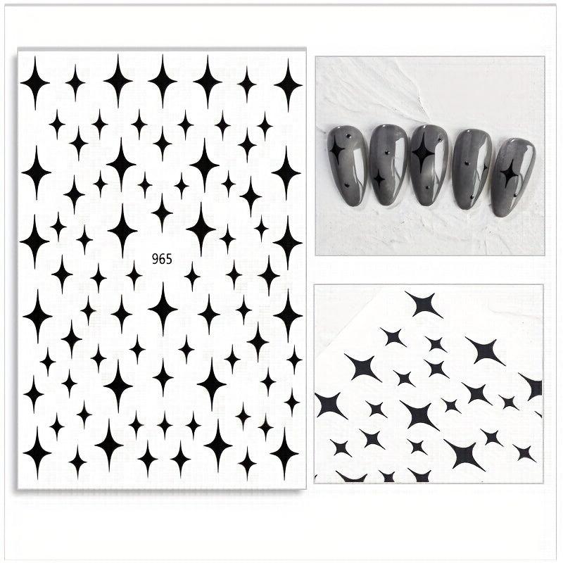 3D Laser Star Nail Art Stickers Self Adhesive Holographic Decals