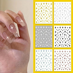 3D Laser Star Nail Art Stickers Self Adhesive Holographic Decals