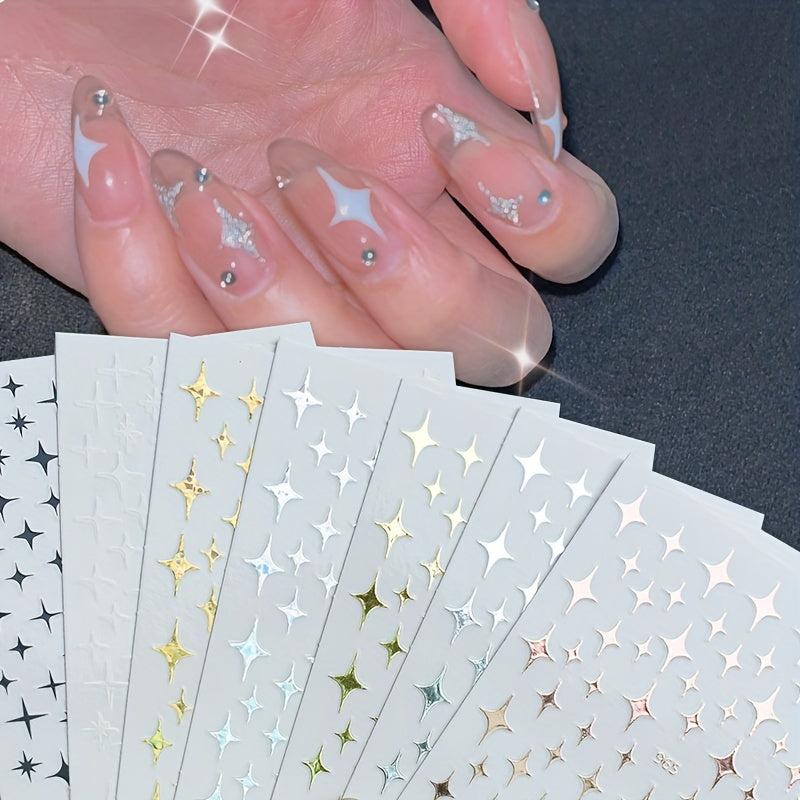 3D Laser Star Nail Art Stickers Self Adhesive Holographic Decals