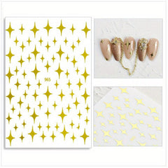 3D Laser Star Nail Art Stickers Self Adhesive Holographic Decals