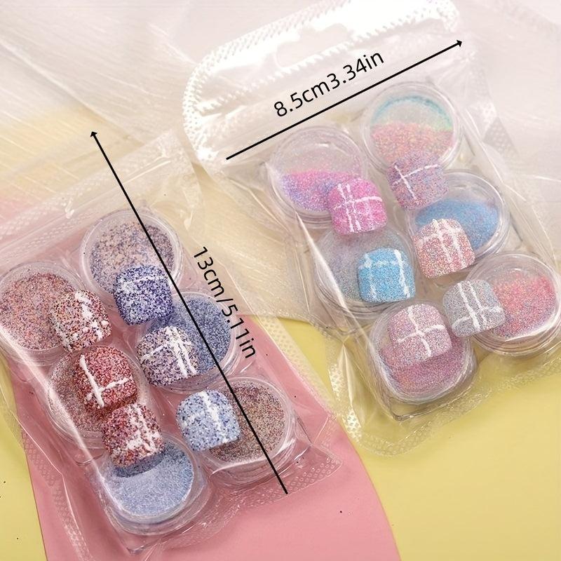 6 Pcs Holographic Nail Glitter Set Nail Decoration