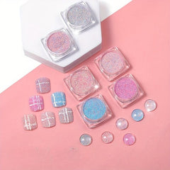6 Pcs Holographic Nail Glitter Set Nail Decoration