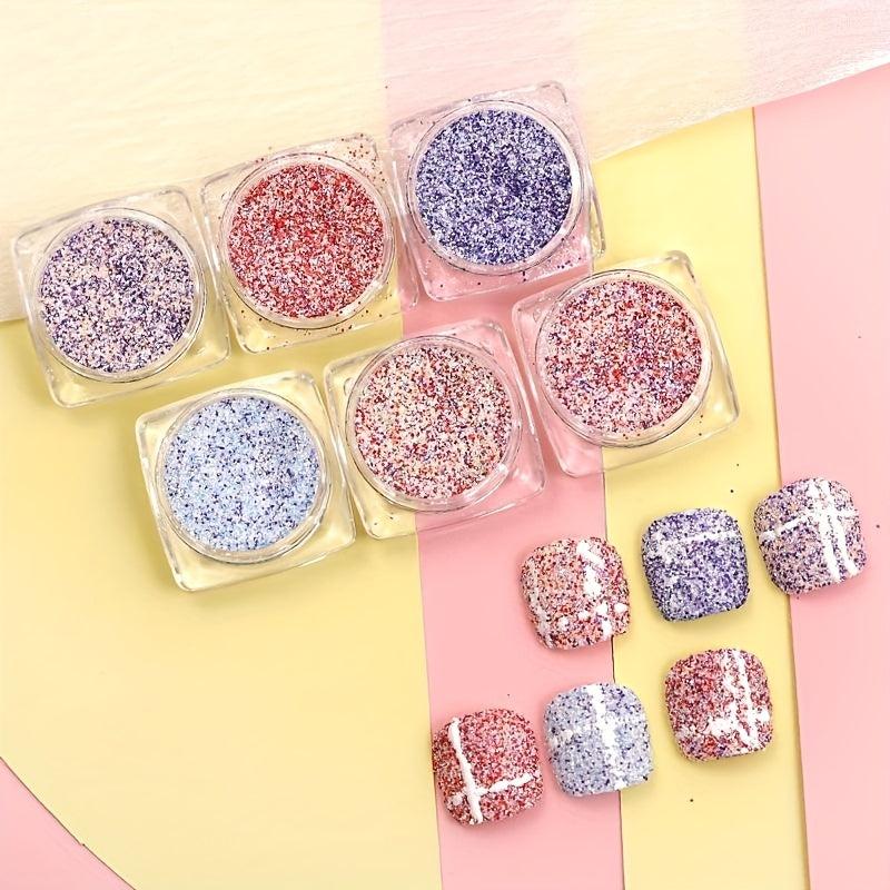 6 Pcs Holographic Nail Glitter Set Nail Decoration