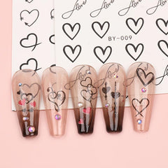 12 Pcs Love Heart Nail Water Stickers Decals Set