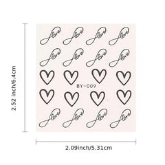 12 Pcs Love Heart Nail Water Stickers Decals Set