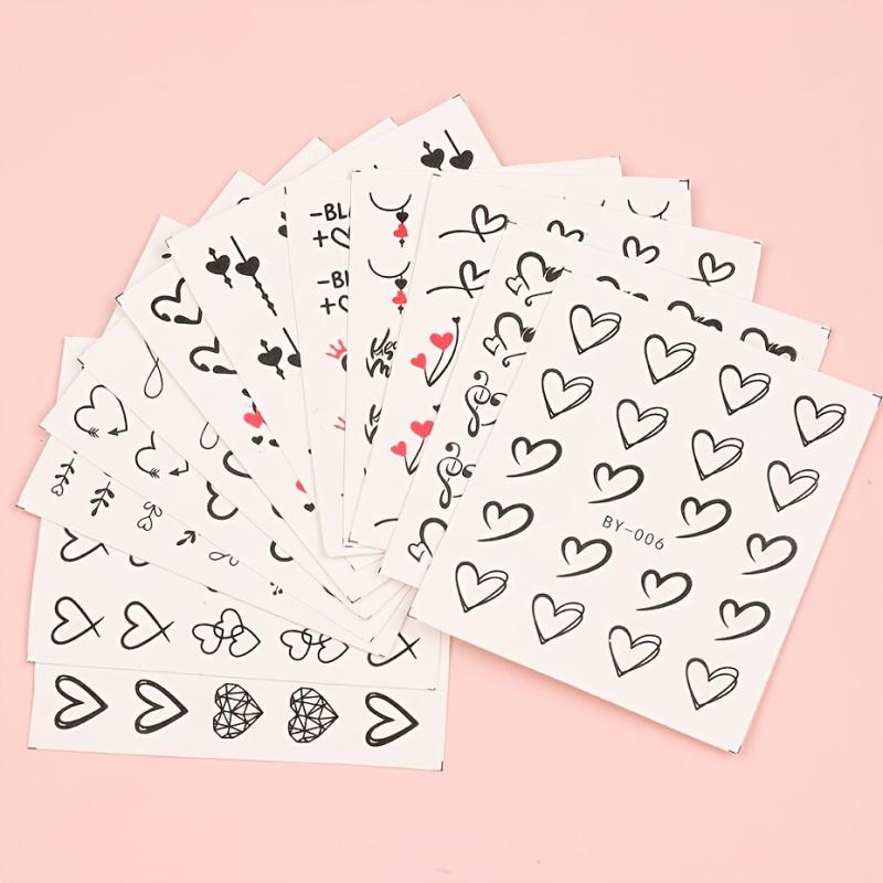12 Pcs Love Heart Nail Water Stickers Decals Set