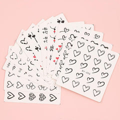 12 Pcs Love Heart Nail Water Stickers Decals Set