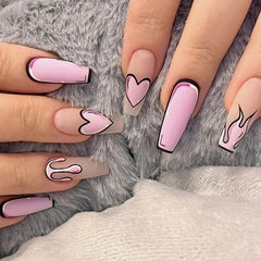 3D Pink Heart Fire Flame Nail Sticker Decal Self Adhesive Manicure