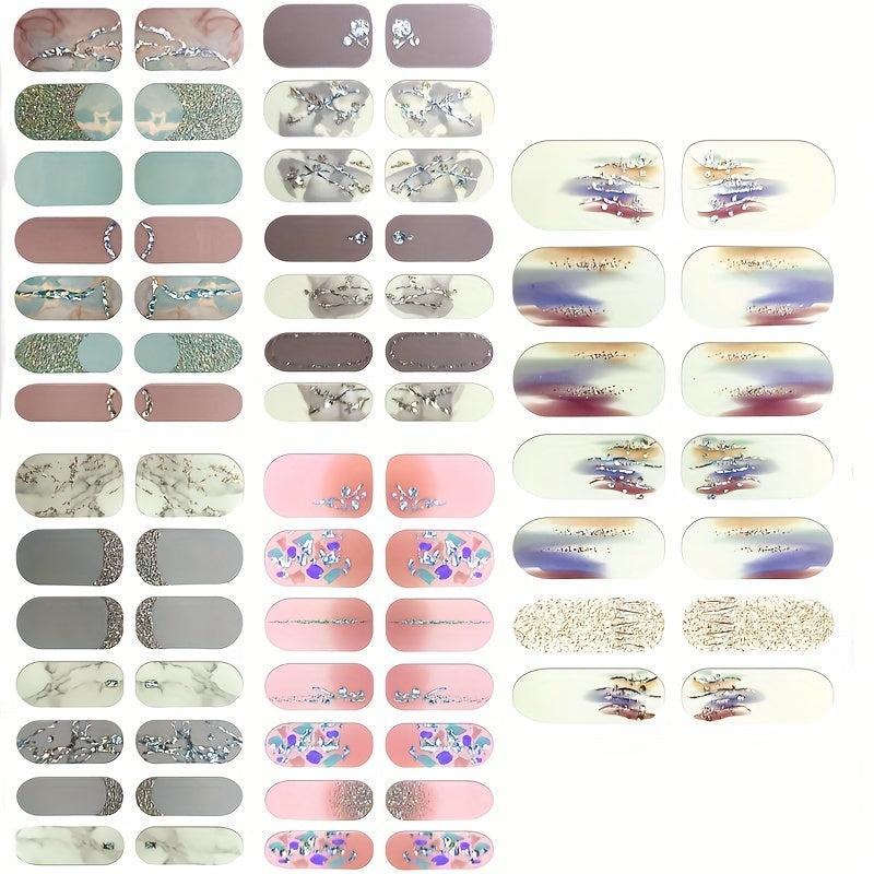 Glitter Gradient Nail Polish Strips Self Adhesive Gel Nail Decals