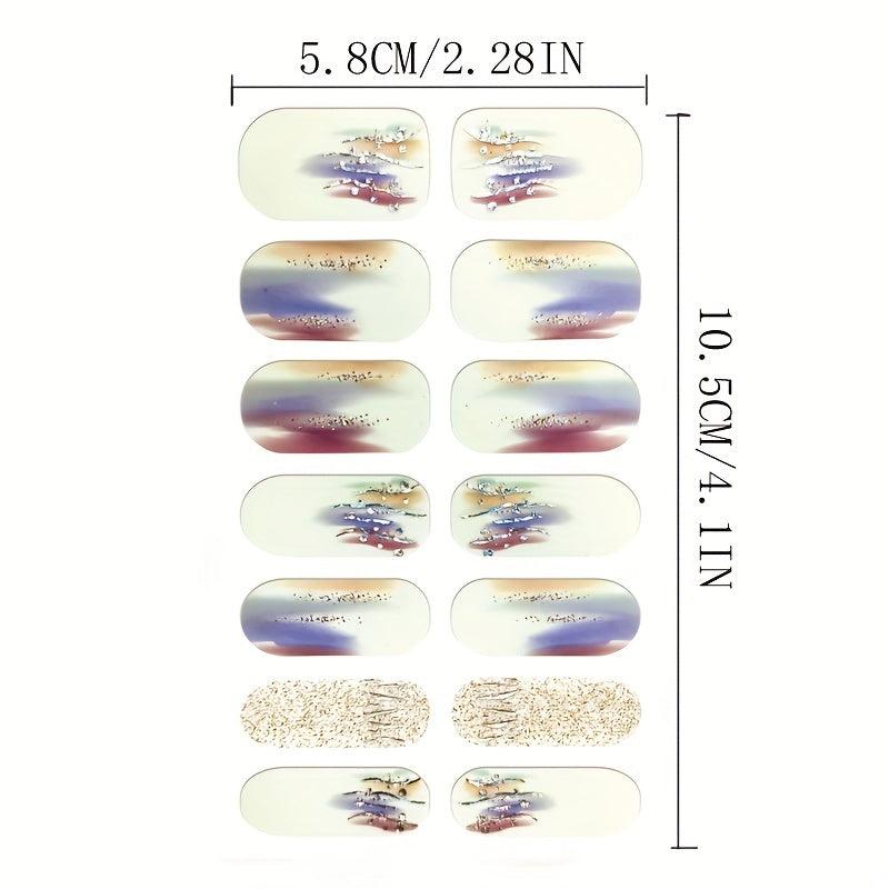 Glitter Gradient Nail Polish Strips Self Adhesive Gel Nail Decals