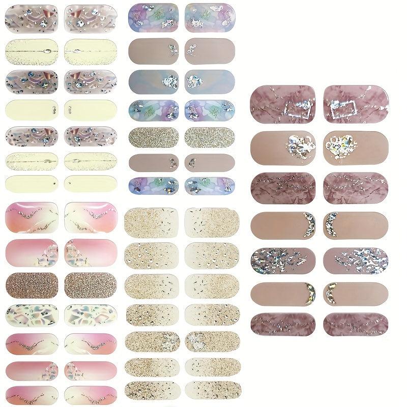 Glitter Gradient Nail Polish Strips Self Adhesive Gel Nail Decals