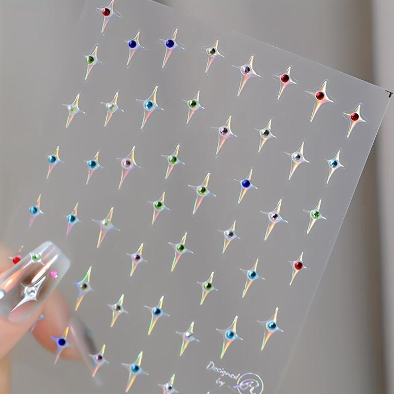 Sparkle Star Nail Art Stickers 3D Self Adhesive Decals Bling Rhinestone