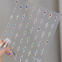 Sparkle Star Nail Art Stickers 3D Self Adhesive Decals Bling Rhinestone