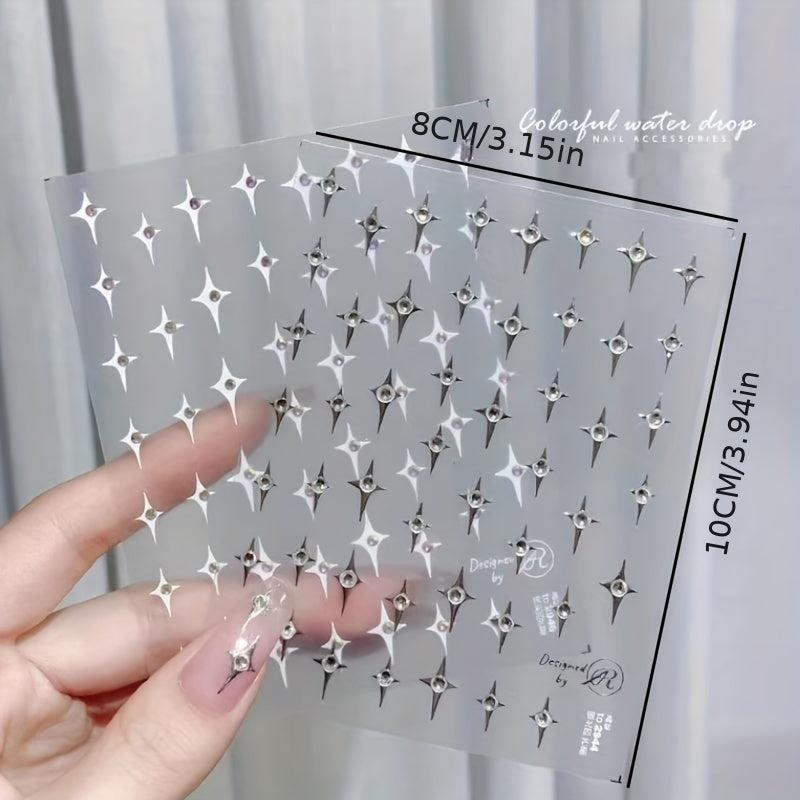 Sparkle Star Nail Art Stickers 3D Self Adhesive Decals Bling Rhinestone