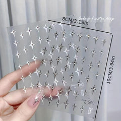 Sparkle Star Nail Art Stickers 3D Self Adhesive Decals Bling Rhinestone