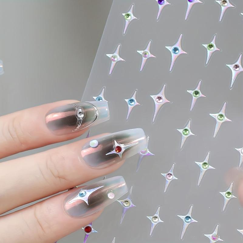 Sparkle Star Nail Art Stickers 3D Self Adhesive Decals Bling Rhinestone