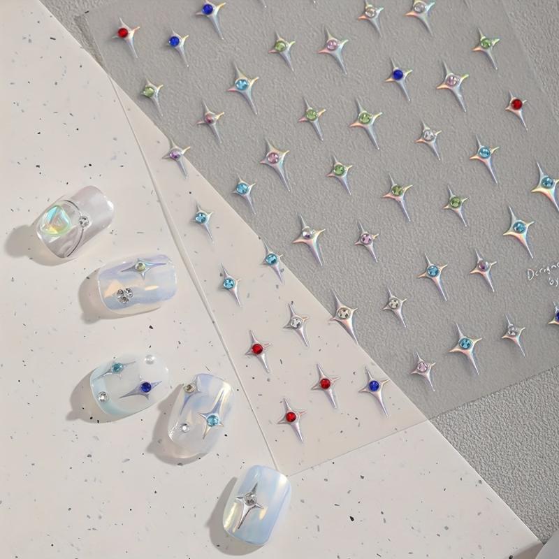 Sparkle Star Nail Art Stickers 3D Self Adhesive Decals Bling Rhinestone
