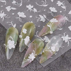 5D Embossed Flower Leaves Nail Art Stickers Decals Self Adhesive Summer Nail Sup
