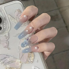 Y2K Star Press On Nails Long Coffin Ballerina False Nails with Glue