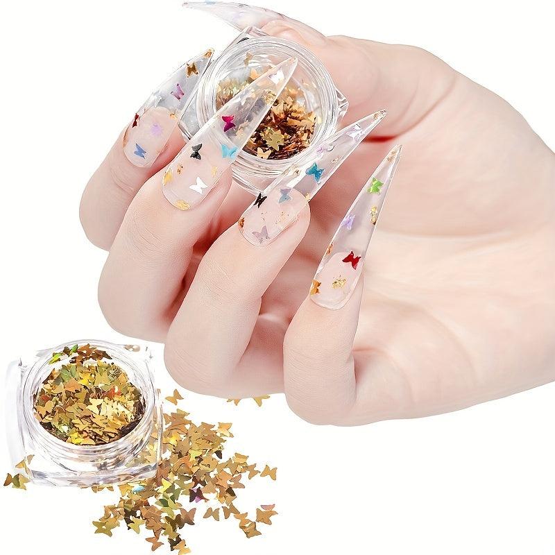Colorful Butterfly Nail Sequins Glitter Flakes DIY Nail Supplies