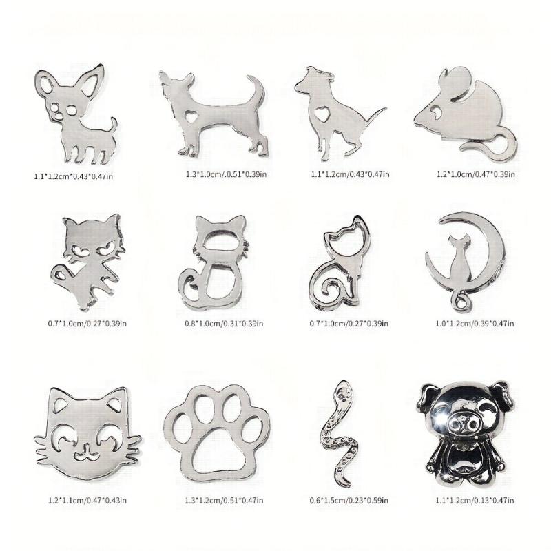 3D Nail Decorations Art Jewelry Metal Hollow Out Animals Alloy