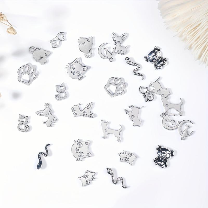 3D Nail Decorations Art Jewelry Metal Hollow Out Animals Alloy