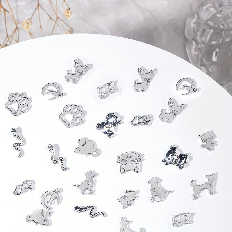 3D Nail Decorations Art Jewelry Metal Hollow Out Animals Alloy