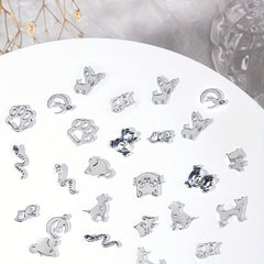 3D Nail Decorations Art Jewelry Metal Hollow Out Animals Alloy