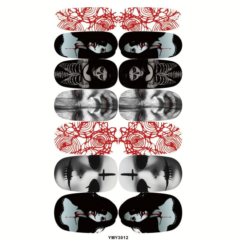14sheets Halloween Nail Art Stickers Skull Nail Polish Strips For DIY