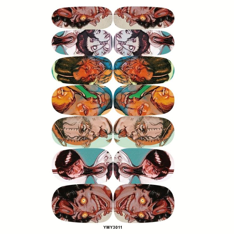 14sheets Halloween Nail Art Stickers Skull Nail Polish Strips For DIY