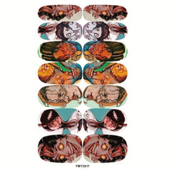 14sheets Halloween Nail Art Stickers Skull Nail Polish Strips For DIY