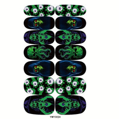 14sheets Halloween Nail Art Stickers Skull Nail Polish Strips For DIY