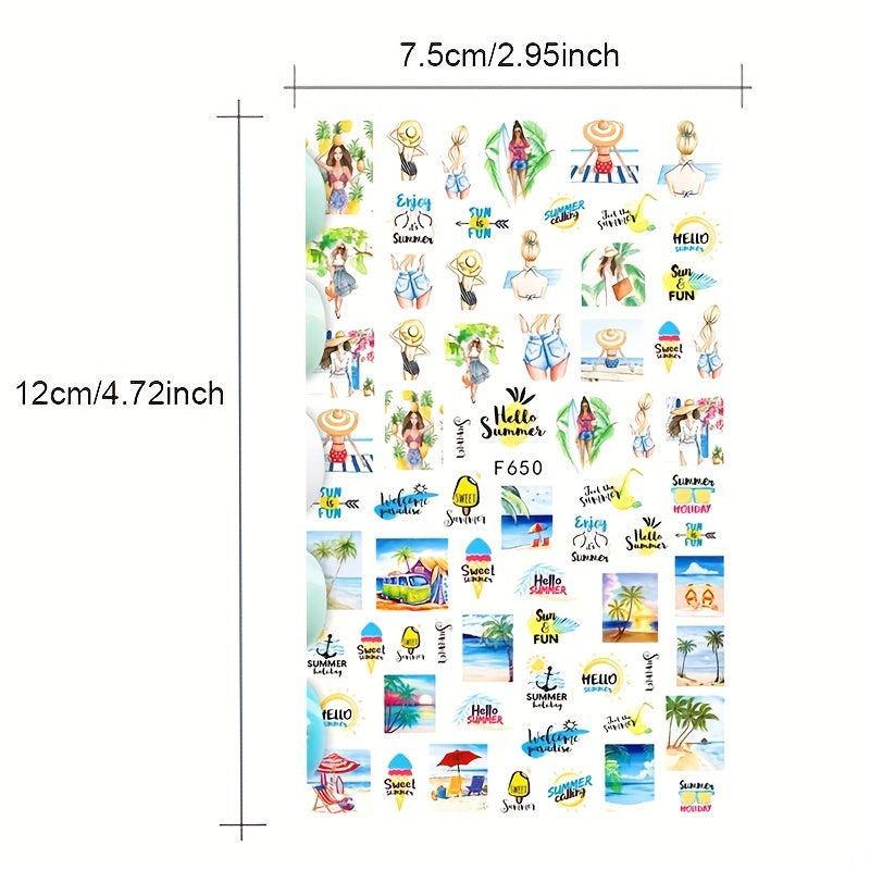 Spring Summer Nail Art Stickers Mix Personality Slider Self Adhesive Manicure