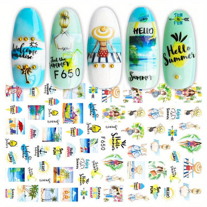Spring Summer Nail Art Stickers Mix Personality Slider Self Adhesive Manicure