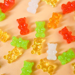 50pcs Cute Candy Bear Nail Charms Resin 3D Rhinestones Accessories