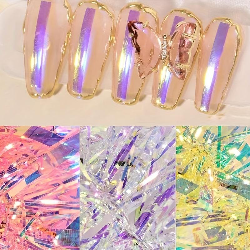Glass Starry Paper Wraps for 3D Nail Art Stickers - Create an Aurora Effect