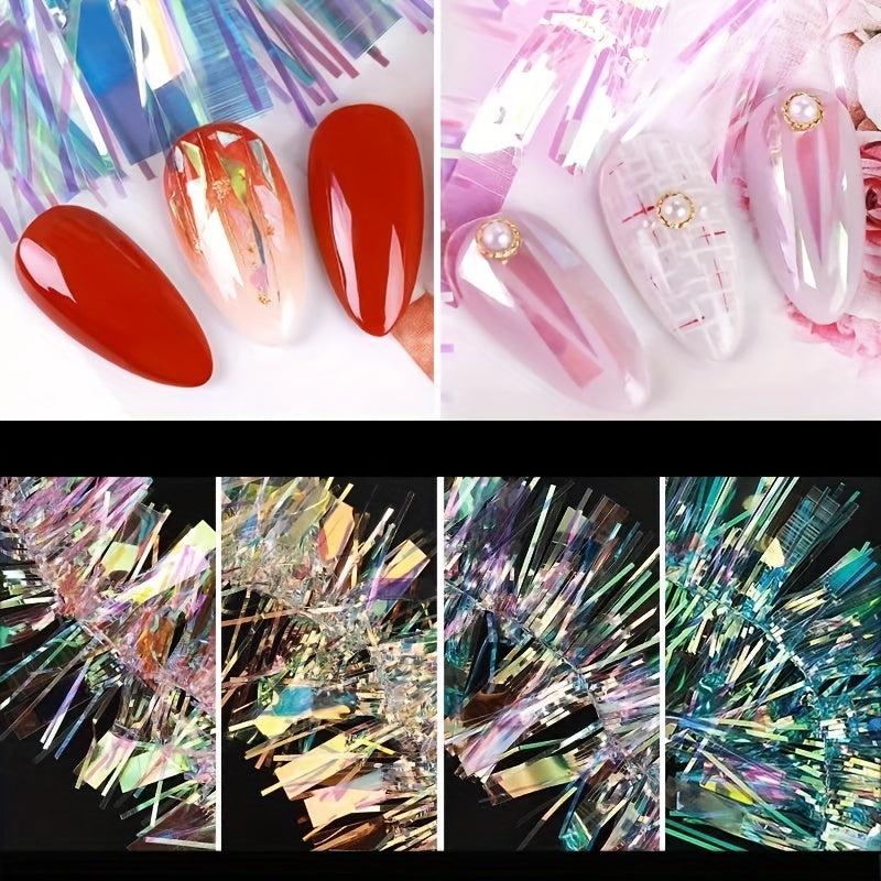 Glass Starry Paper Wraps for 3D Nail Art Stickers - Create an Aurora Effect
