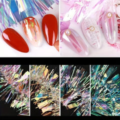 Glass Starry Paper Wraps for 3D Nail Art Stickers - Create an Aurora Effect