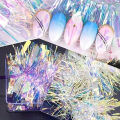 Glass Starry Paper Wraps for 3D Nail Art Stickers - Create an Aurora Effect