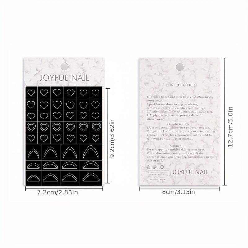 6 Sheets Nail Stickers Butterfly Flower Moon Stars Heart French Stencil