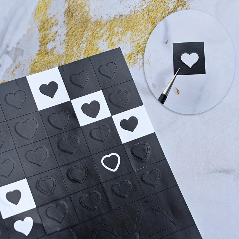 6 Sheets Nail Stickers Butterfly Flower Moon Stars Heart French Stencil